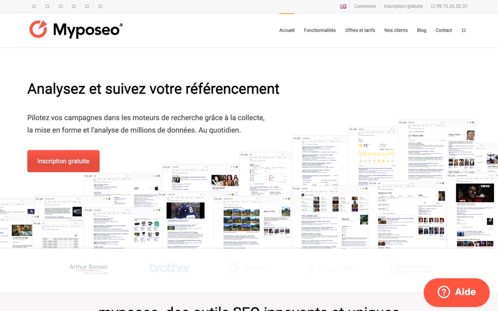 La page d’accueil de Myposeo en 2017.